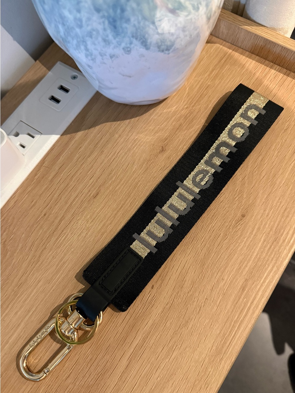lululemon athletica Black and Gold Woven Key Lanyard